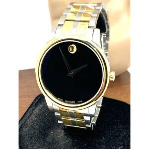 Movado Men's Watch 0607536 Museum Black Dial Swiss Quartz Two Tone Steel 40mm